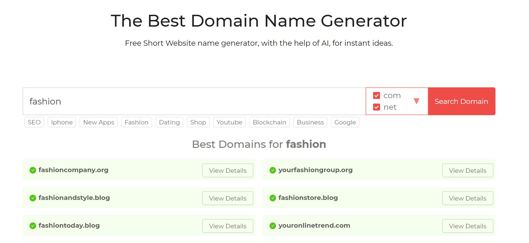 The DomainWheel domain name generator.
