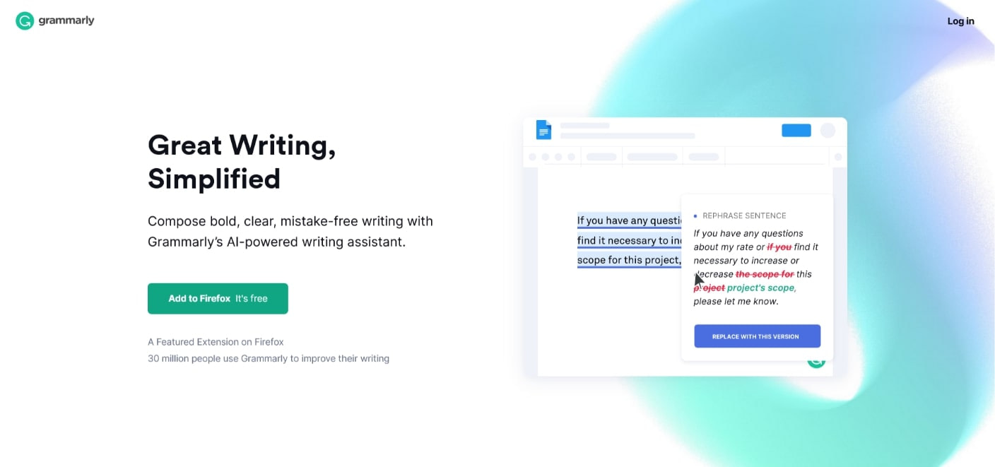 One of the best grammar checker free: Grammarly.