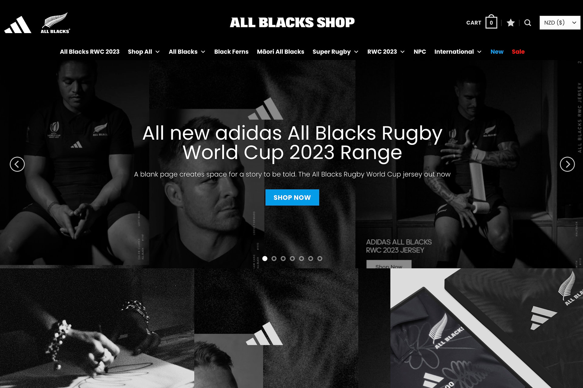 The All Blacks website uses open source ecommerce.