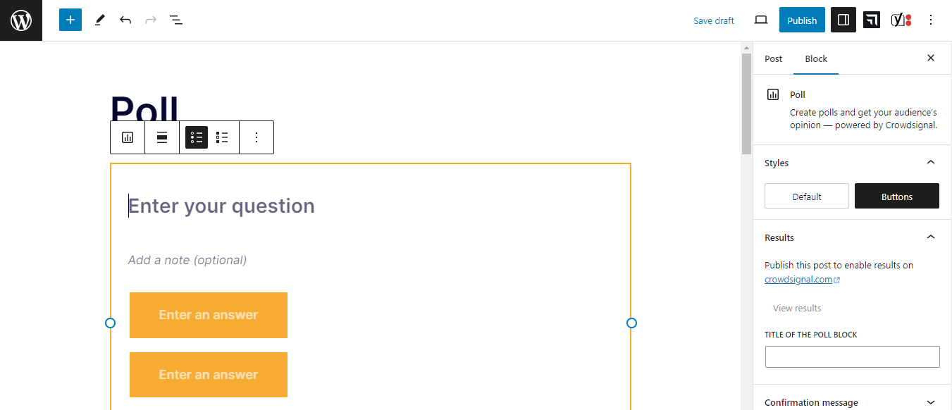 Creating a poll with Crowdsignal.