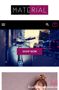 Material theme mobile design for Shopify