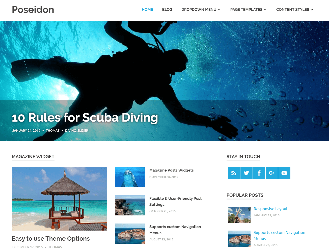 Poseidon free WordPress blog theme