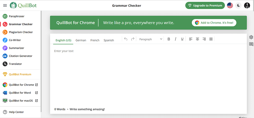 QuillBot has a grammar checker free option.