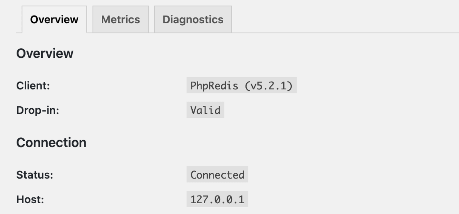 WordPress Redis cache overview.